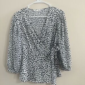 PerSeption Concept Black and White Animal Print Blouse